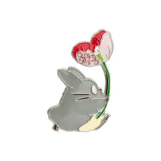 STUDIO GHIBLI BROSCHE Mein Nachbar Totoro BIG TOTORO mit Blume